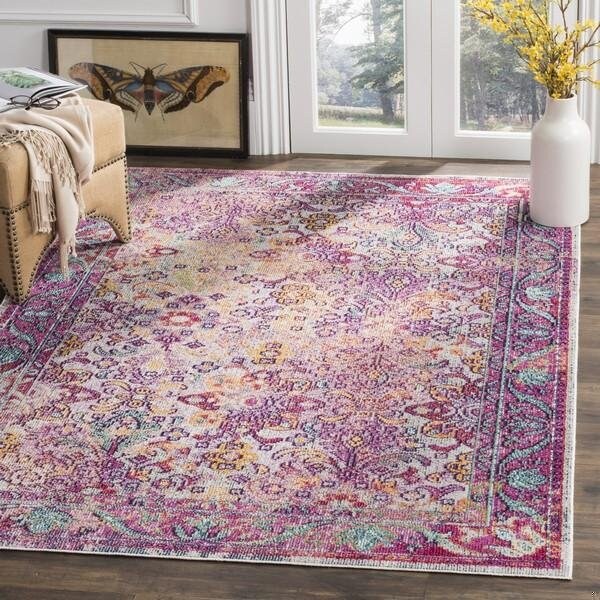 Safavieh Crystal Power Loomed Rectangle Area Rug, Light Blue and Fuchsia - 4 x 6 ft. - CRS506B-4