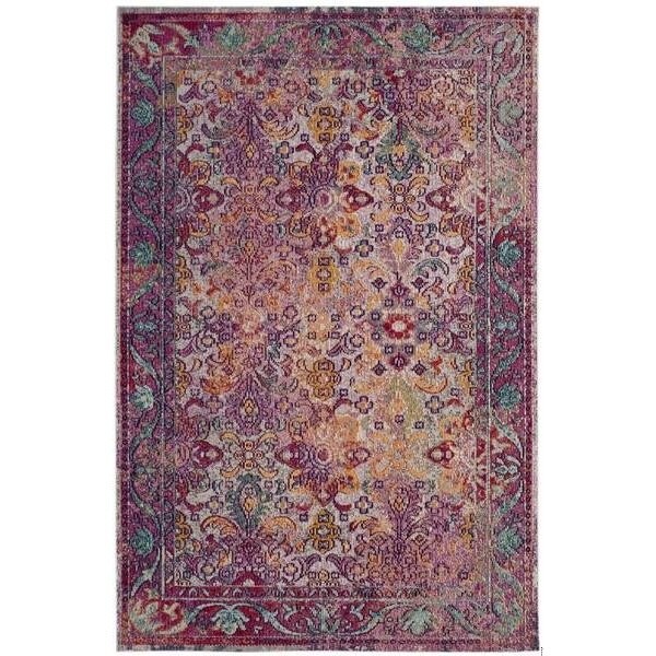 Safavieh Crystal Power Loomed Rectangle Area Rug, Light Blue and Fuchsia - 4 x 6 ft. - CRS506B-4