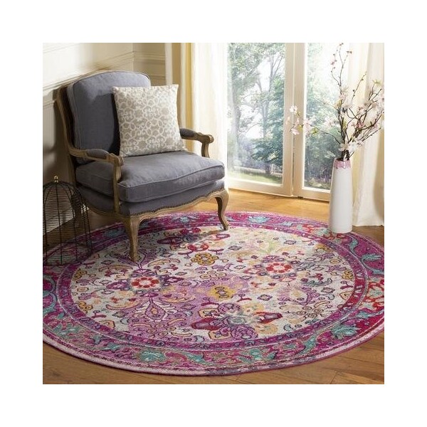 Safavieh Crystal Power Loomed Rectangle Area Rug, Light Blue and Fuchsia - 4 x 6 ft. - CRS506B-4