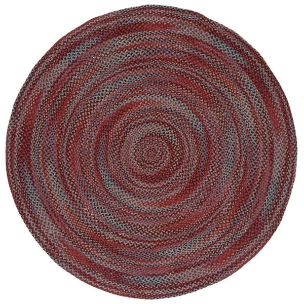 Safavieh 3 x 5 ft. Braided 257P Flat Weave Round Area Rug; Blue & Rust - BRD257P-3R