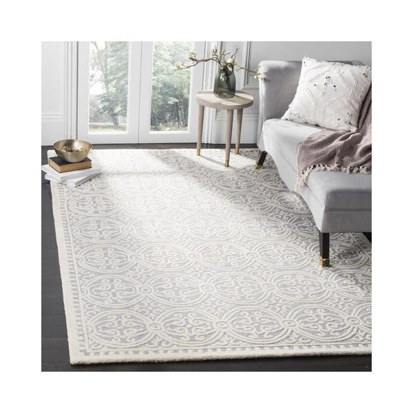 Safavieh Cambridge Hand Tufted Round Rug- Silver - Ivory- 10 x 10 ft. - CAM123D-10R