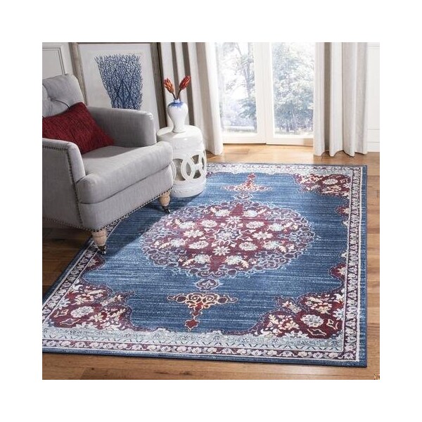 Safavieh 6 x 9 ft. Brentwood Power-Loomed Rectangle Rug Navy & Burgundy - BNT867P-6