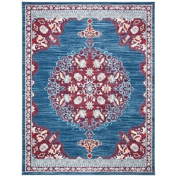 Safavieh 6 x 9 ft. Brentwood Power-Loomed Rectangle Rug Navy & Burgundy - BNT867P-6