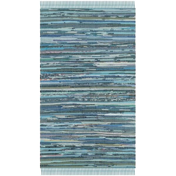 Safavieh Rag Rug Hand Woven Runner Rug- Blue - Multi- 2 ft. 6 in. x 4 ft. - RAR121B-24