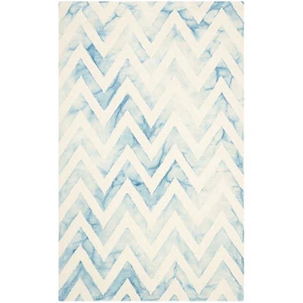 Safavieh Dip Dyed Hand Tufted Square Rug- Ivory - Turquoise- 7 x 7 ft. - DDY715H-7SQ