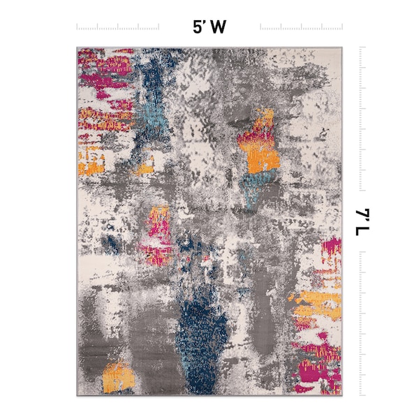 World Rug Gallery Cardiff Contemporary Abstract Area Rug 5' X 7' Multi - 4058MULTI5X7