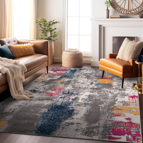 World Rug Gallery Cardiff Contemporary Abstract Area Rug 5' X 7' Multi - 4058MULTI5X7