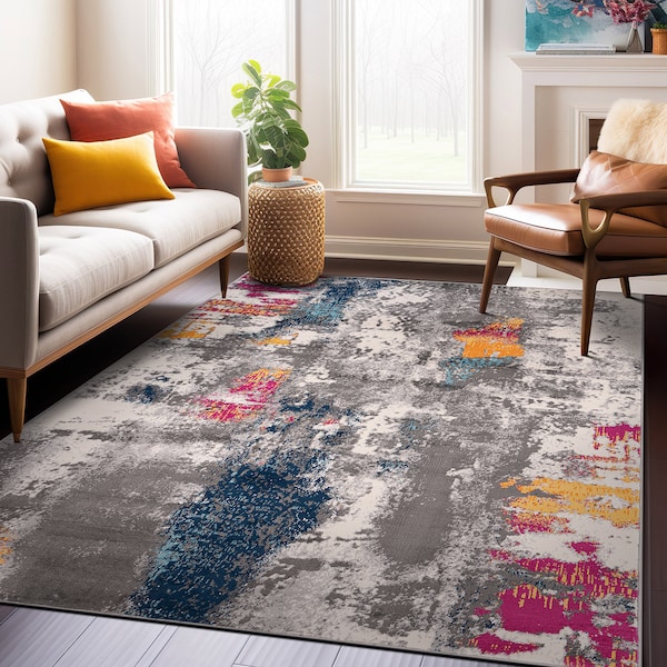 World Rug Gallery Cardiff Contemporary Abstract Area Rug 5' X 7' Multi - 4058MULTI5X7