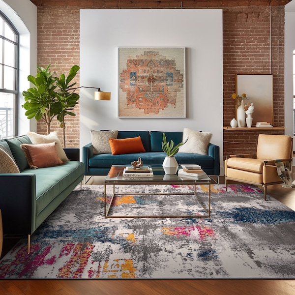 World Rug Gallery Cardiff Contemporary Abstract Area Rug 5' X 7' Multi - 4058MULTI5X7