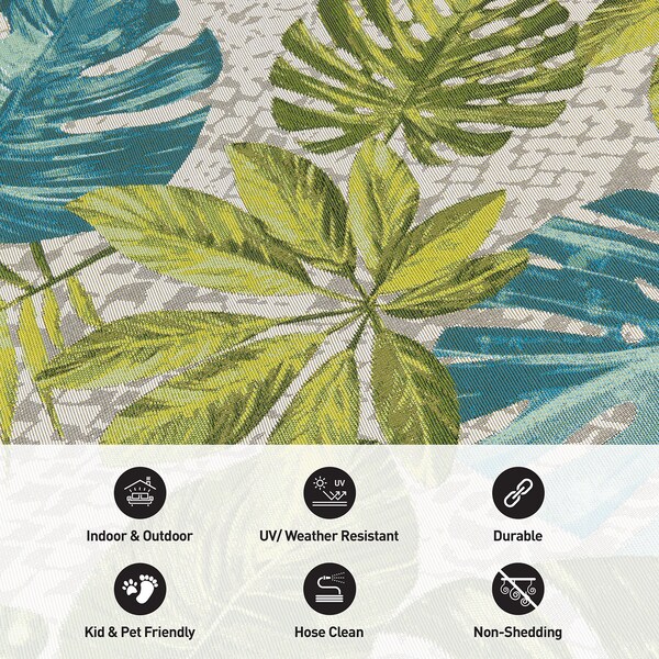 World Rug Gallery Contemporary Tropical Floral Indoor/Outdoor Area Rug 5'3'' x 7' Green - 433GREEN5X7
