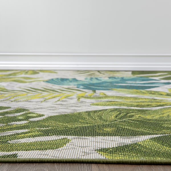 World Rug Gallery Contemporary Tropical Floral Indoor/Outdoor Area Rug 5'3'' x 7' Green - 433GREEN5X7