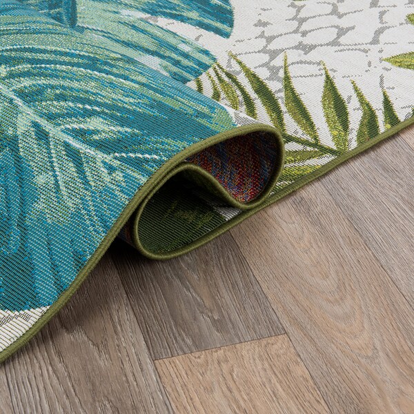 World Rug Gallery Contemporary Tropical Floral Indoor/Outdoor Area Rug 5'3'' x 7' Green - 433GREEN5X7