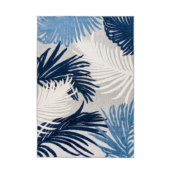 World Rug Gallery Amalfi Contemporary Tropical Floral Indoor/Outdoor Area Rug 3'3" x 5' Navy - 8013NAVY3X5