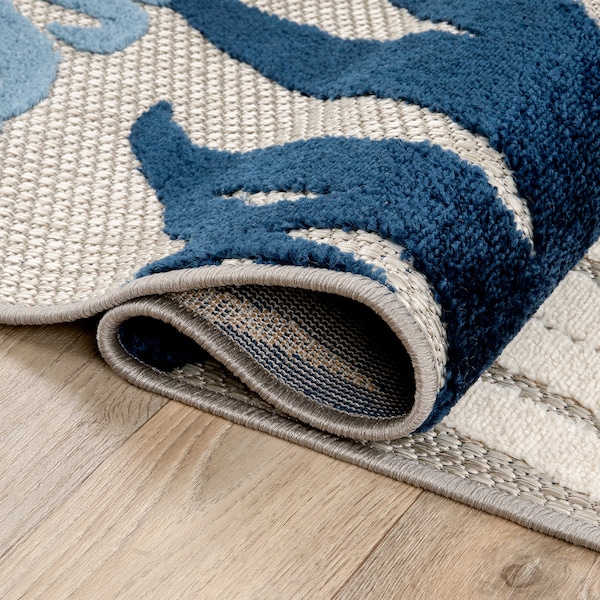 World Rug Gallery Amalfi Contemporary Tropical Floral Indoor/Outdoor Area Rug 3'3" x 5' Navy - 8013NAVY3X5