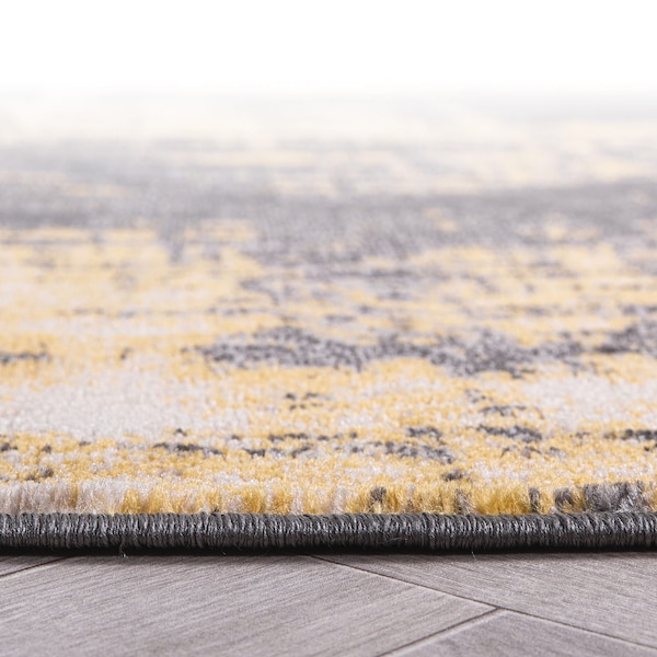 World Rug Gallery Contemporary Abstract Design Non Shedding Soft Area Rug 7' 10 x 10' Yellow - 401YELLOW8X10