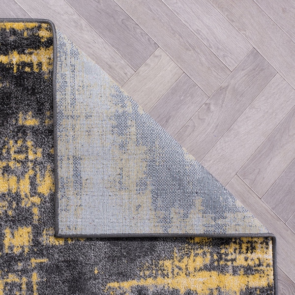 World Rug Gallery Contemporary Abstract Design Non Shedding Soft Area Rug 7' 10 x 10' Yellow - 401YELLOW8X10