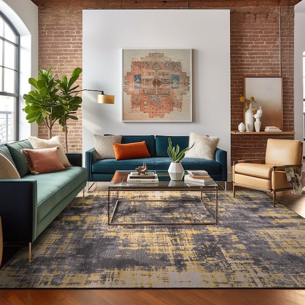World Rug Gallery Contemporary Abstract Design Non Shedding Soft Area Rug 7' 10 x 10' Yellow - 401YELLOW8X10