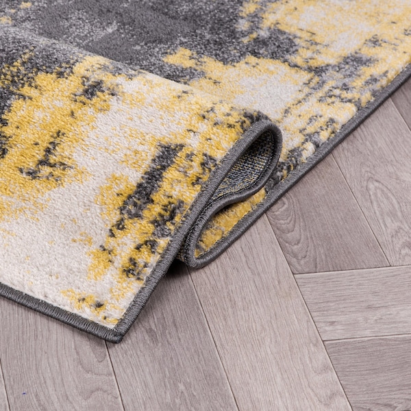 World Rug Gallery Contemporary Abstract Design Non Shedding Soft Area Rug 7' 10 x 10' Yellow - 401YELLOW8X10