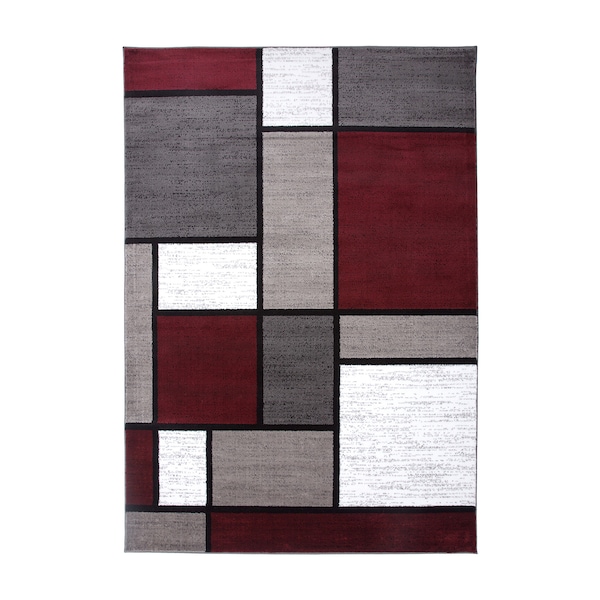 World Rug Gallery Contemporary Modern Boxes Design Soft Area Rug 3'3'' x 5' Red - 106RED3X5