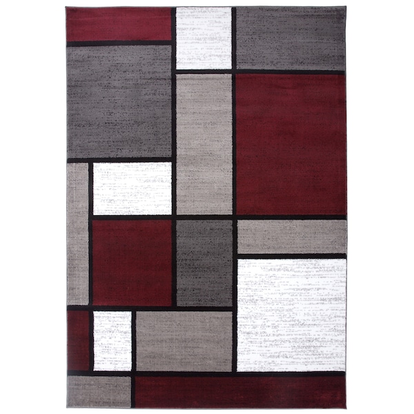 World Rug Gallery Contemporary Modern Boxes Design Soft Area Rug 3'3'' x 5' Red - 106RED3X5