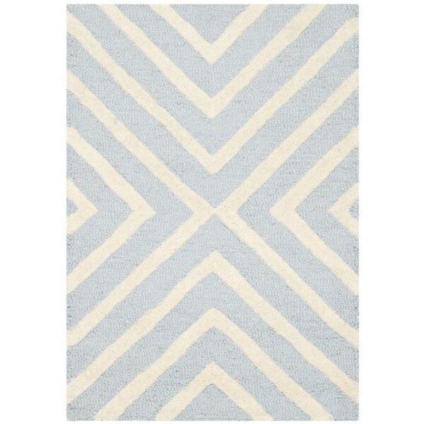 Safavieh Cambridge Hand Tufted Runner Rug- Light Blue - Ivory- 2 ft. 6 in. x 14 ft. - CAM129A-214