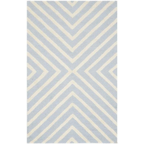 Safavieh Cambridge Hand Tufted Runner Rug- Light Blue - Ivory- 2 ft. 6 in. x 14 ft. - CAM129A-214