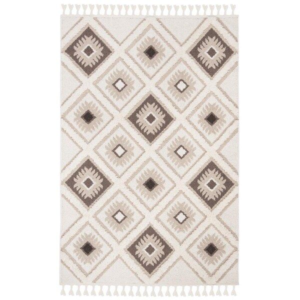 Safavieh 2 ft. 3 in. x 4 ft. Global Moroccan Tassel Shag Runner Rug, Ivory & Brown - MTS601A-24