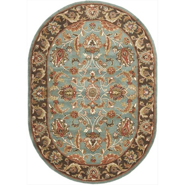 Safavieh 7 ft. - 6 in. x 9 ft. - 6 in. Oval- Traditional Heritage Blue And Brown Hand Tufted Rug - HG812B-8OV
