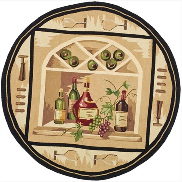 Safavieh 5 ft. - 6 in. x 5 ft. - 6 in. Round- Transitional Chelsea Gold And Multi Hand Hooked Rug - HK254A-5R
