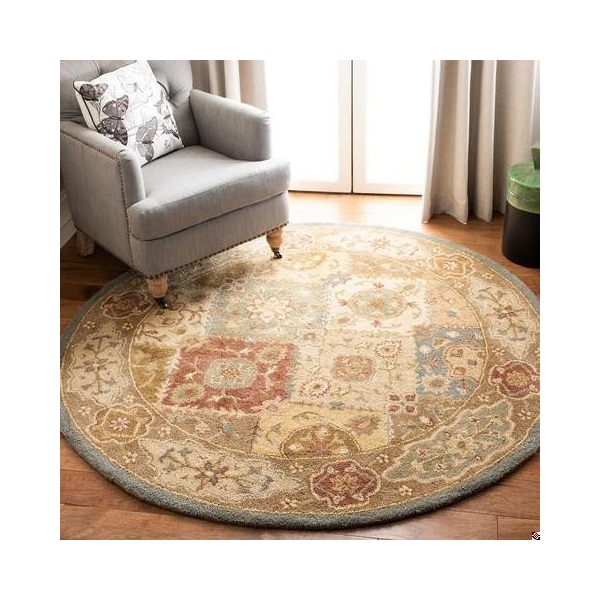 Safavieh 4 ft.-6 in. x 6 ft.-6 in. Oval Traditional Antiquity- Multi and Beige Hand Tufted Rug - AT316A-5OV