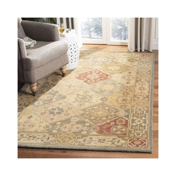 Safavieh 4 ft.-6 in. x 6 ft.-6 in. Oval Traditional Antiquity- Multi and Beige Hand Tufted Rug - AT316A-5OV