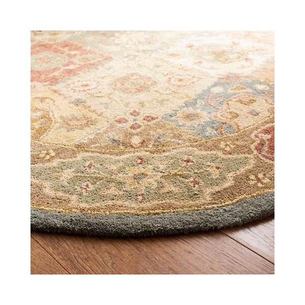 Safavieh 4 ft.-6 in. x 6 ft.-6 in. Oval Traditional Antiquity- Multi and Beige Hand Tufted Rug - AT316A-5OV