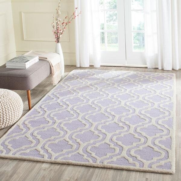 Safavieh Cambridge Hand Tufted Small Rectangle Rug- Lavander - Ivory- 4 x 6 ft. - CAM132C-4