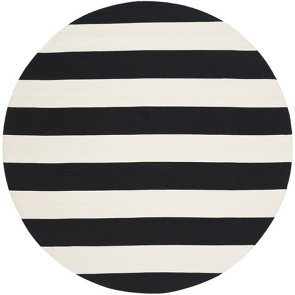 Safavieh Montauk Hand Woven Round Rug- Black - White- 4 x 4 ft. - MTK712D-4R