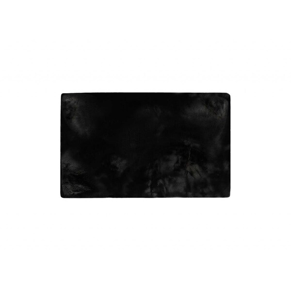 Homeroots 3 x 5 ft. Luxe Faux Rabbit Fur Rectangular Rug, Black - 60 x 36 x 1 in. - 376910