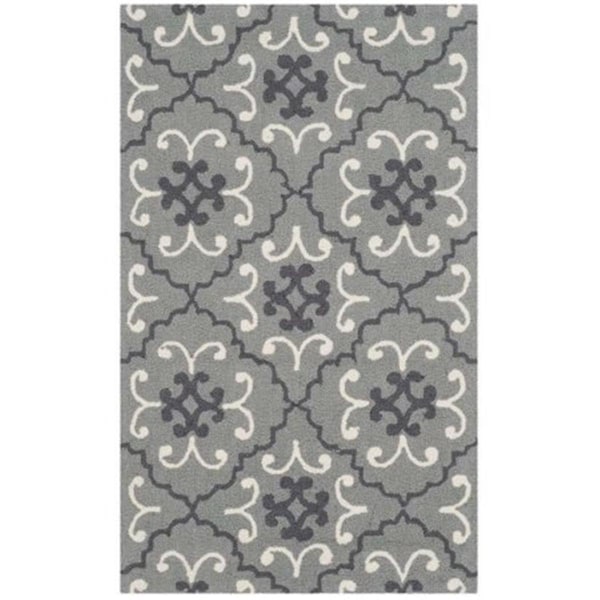Safavieh Four Seasons Hand Hooked Rectangle Rug- Grey - Ivory- 3 ft. 6 in. x 5 ft. 6 in. - FRS234B-4