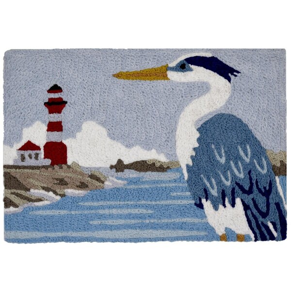 Perspectiva 20 x 30 in. Heron & Lighthouse Indoor & Outdoor Accent Rug - PE1822894