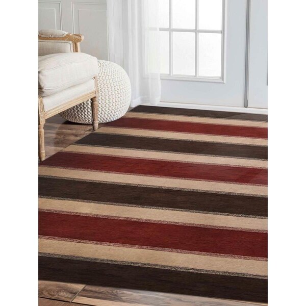 Jensendistributionservices 6 x 9 ft. Hand Knotted Gabbeh Wool Contemporary Rectangle Area Rug, Brown & Beige - MI1557152