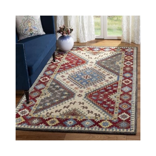 Safavieh Antiquity Global Square Hand Tufted RugsRed & Ivory 6 x 6 ft. - AT507Q-6SQ