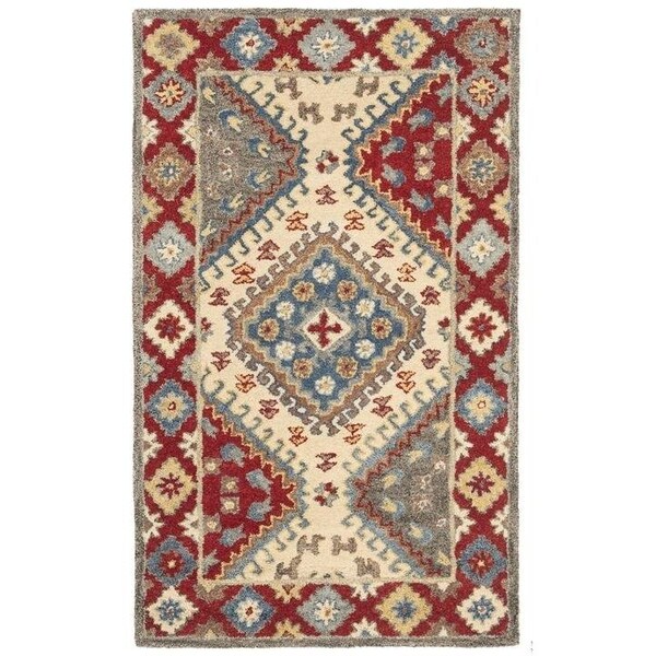 Safavieh Antiquity Global Square Hand Tufted RugsRed & Ivory 6 x 6 ft. - AT507Q-6SQ