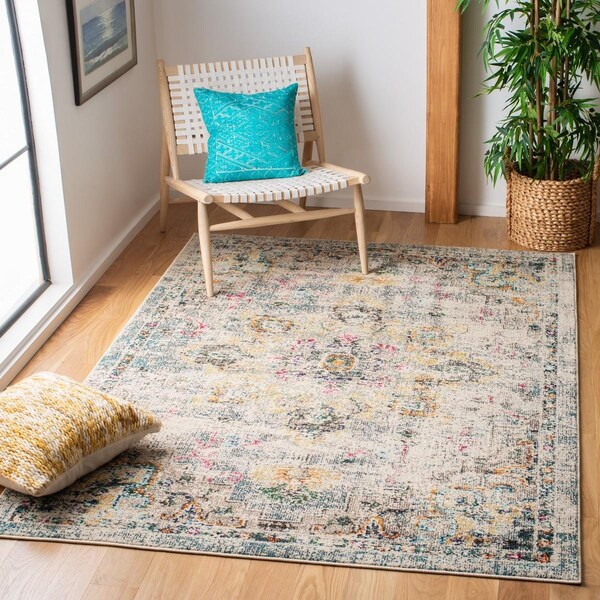 Safavieh Madison Power Loomed Square Area RugGrey & Gold 3 x 3 ft. - MAD473F-3SQ