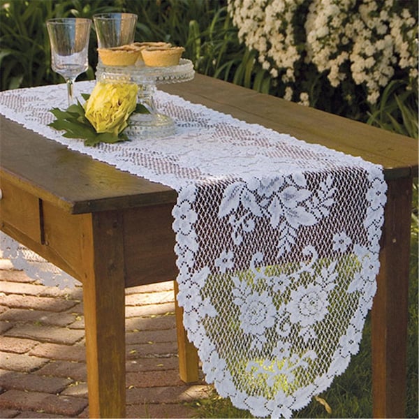 Heritage Lace 13 x 54 in. Victorian Rose Runner - VR-1354W