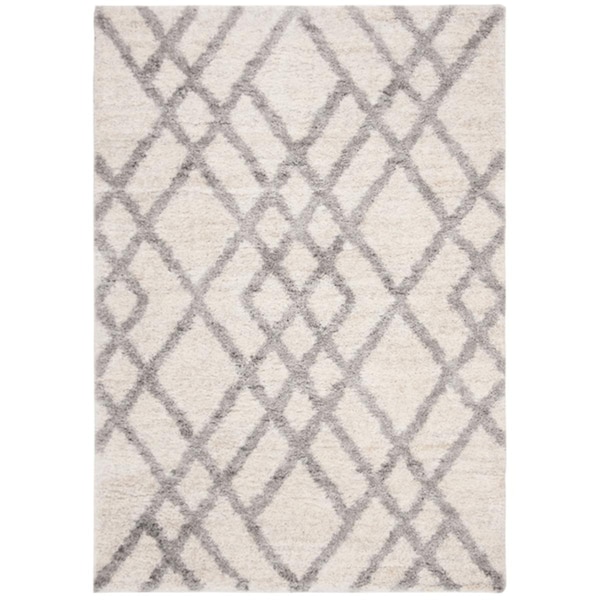 Safavieh 8 x 10 ft. Berber Shag 200 Rectangle Power-Loomed Rug - Cream & Gray - BER214A-8