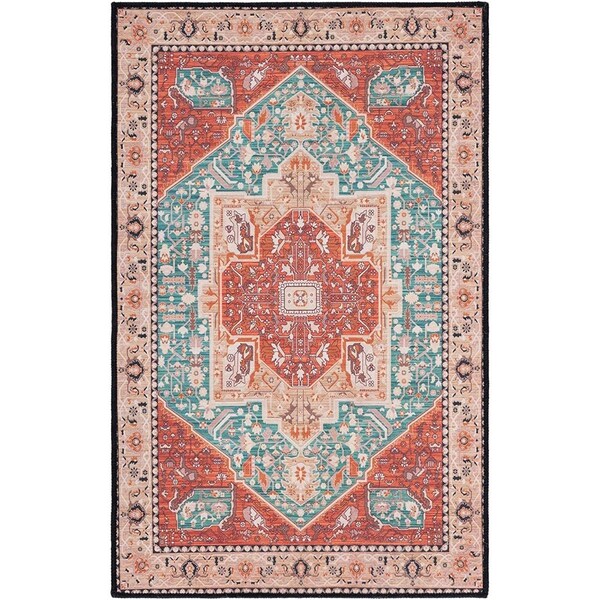 Safavieh 6 x 6 ft. Tucson Traditional Square Rug; Aqua & Rust - TSN150J-6SQ