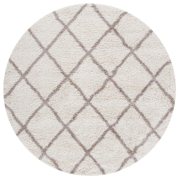 Safavieh 7 x 7 ft. Hudson Shag Power Loomed Round Area Rug; Ivory & Beige - SGH222A-7R