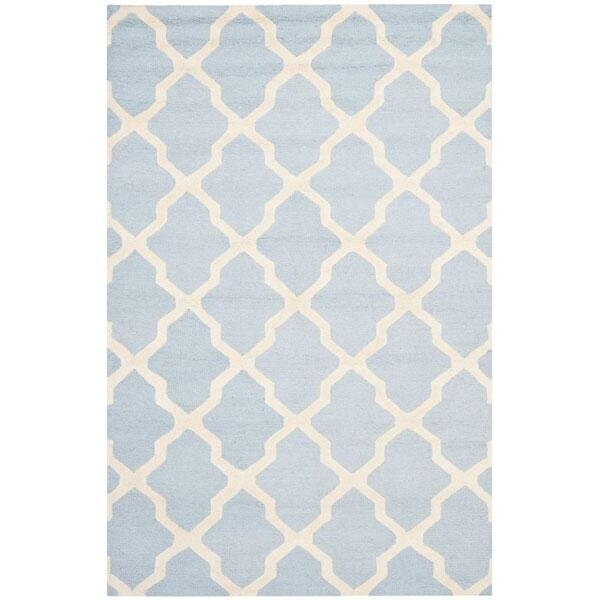 Safavieh 2 ft.-6 in. x 22 ft. Runner Transitional Cambridge- Light Blue and Ivory Hand Tufted Rug - CAM121A-222