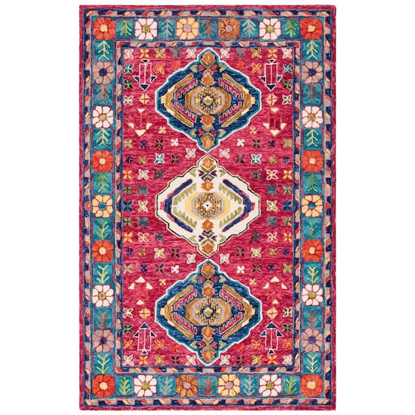 Safavieh 3 x 5 ft. Aspen Contemporary Rectangle Hand Tufted Rug, Red & Blue - APN527Q-3