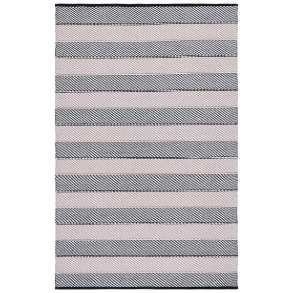 Safavieh 8 x 10 ft. Striped Kilim Flat Weave Rectangle Area Rug Ivory & Black - STK803Z-8