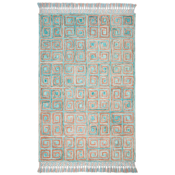 Safavieh 6 x 9 ft. Sahara 400 Rectanglar Area Rug Rust & Aqua - SAH469P-6