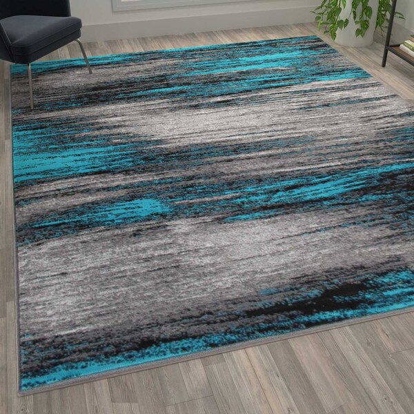 Flash Furniture Turquoise 6' x 9' Abstract Design Accent Area Rug - ACD-RG1100-69-TQ-GG